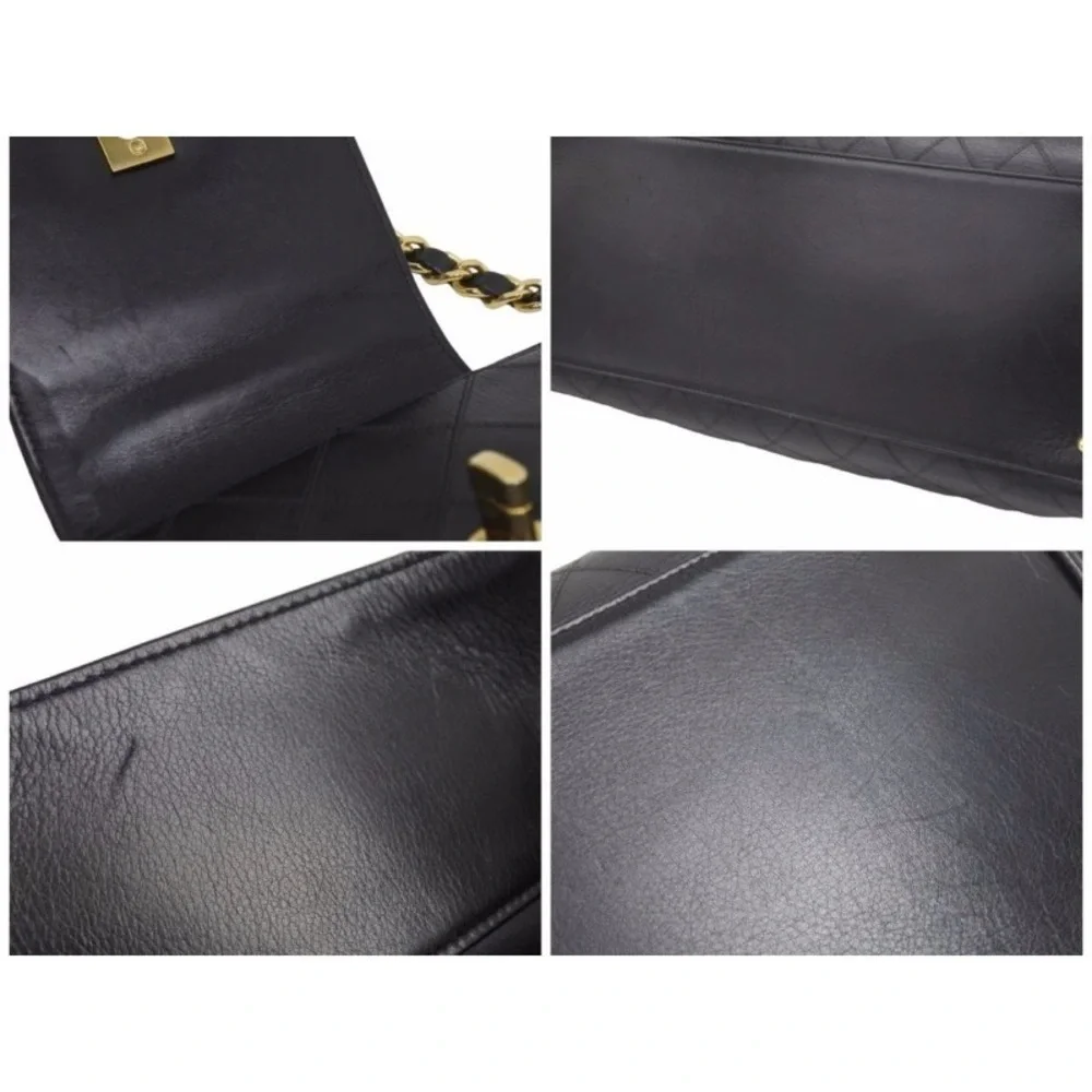 Chanel Super Model Shoulder Bag Coco Mark Calf Black Gold Hardware